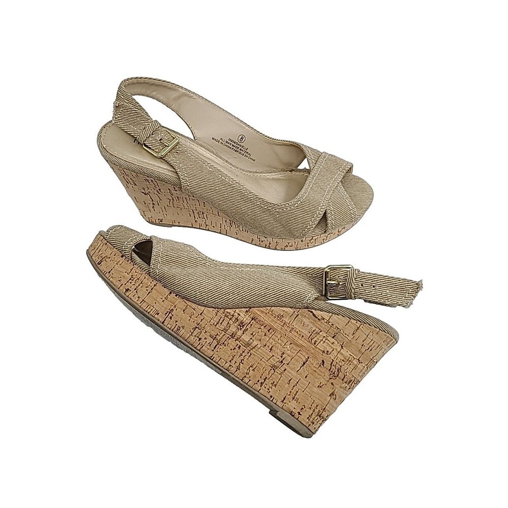 Maurices Danielle Cork Wedge Heels Women's Tan Shoe Size 8